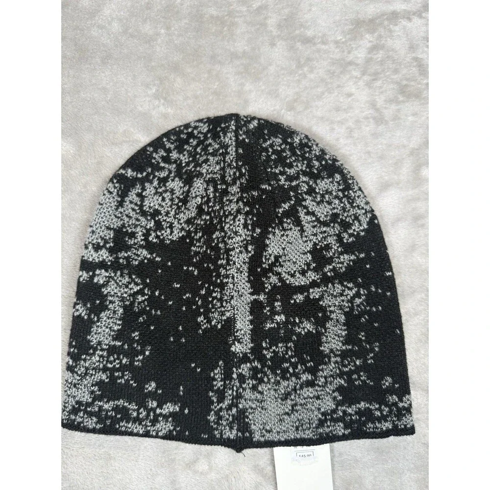 Calvin Klein Beanie Hat Black Gray Knit Logo Winter Acrylic Unisex